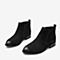 Tata/他她2018冬专柜同款黑色磨砂牛皮革套筒方跟女短靴FHF46DD8