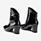 Tata/他她2018冬专柜同款黑色牛皮革通勤粗高跟女短靴FWJ41DD8