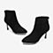 Tata/他她2018冬专柜同款黑色羊皮革绒面尖头细高跟女短靴FXV41DD8