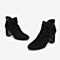 Tata/他她2018冬专柜同款黑色羊皮革绒面高跟踝靴女短靴BJF01DD8