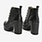Tata/他她2018冬黑色牛皮革铆钉高跟马丁靴休闲靴女短靴2C1DBDD8