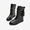 Tata/他她2018冬专柜同款黑色牛皮革流苏套筒休闲绒里靴女中靴2N9ZADZ8
