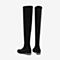 Tata/他她2018冬专柜同款黑色布面水钻跟套筒过膝靴女长靴CNF01DC8