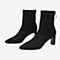 Tata/他她2018冬专柜同款黑色布面后拉链尖头高跟女短靴CPF01DD8