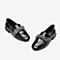 Tata/他她2018秋专柜同款黑色漆牛皮革格纹方头乐福鞋女单鞋CWF01CQ8