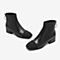 Tata/他她2018冬专柜同款黑色拼接通勤方头女短靴ENF01DD8