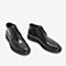 Tata/他她2018冬专柜同款黑色牛皮革商务雕花绑带踝靴男短靴BWM02DM8