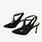 Tata/他她春专柜同款黑色拼接网布尖头细高跟鞋后空女凉鞋FWZ06AH9