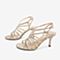 Tata/他她夏专柜同款金色亮片布条带罗马鞋细高跟女凉鞋2DZK1BL9