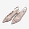 Tata/他她夏专柜同款粉色拼接漆皮网纱尖头猫跟鞋后空女凉鞋FWF01BH9