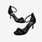 Tata/他她夏专柜同款黑色拼接一字带细高跟女凉鞋HSF02BL9