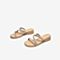 Tata/他她2020夏专柜同款金色布水钻条带套脚坡跟女凉拖鞋WMB01BT0