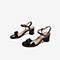 Tata/他她2020夏专柜同款黑色漆牛皮革时尚一字带粗跟女凉鞋2ICB8BL0