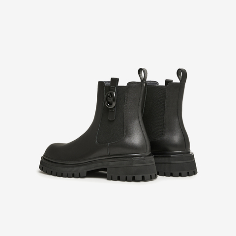 Tata/他她2023冬商场同款时尚拼接牛皮切尔西靴女鞋新WVU06DD3