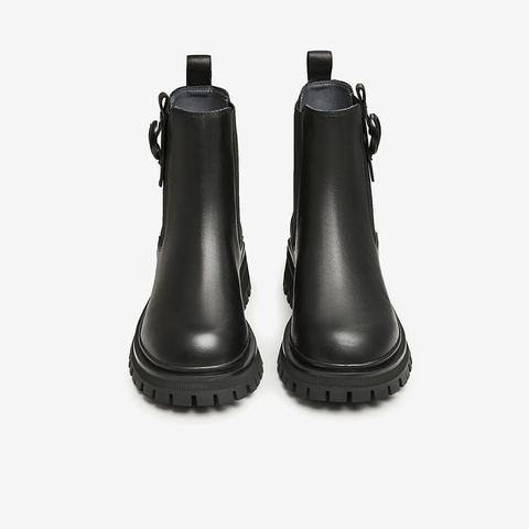 Tata/他她2023冬商场同款时尚拼接牛皮切尔西靴女鞋新WVU06DD3