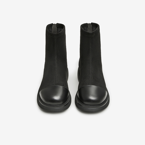 Tata/他她2023冬时尚拼接百搭经典时尚休闲靴女靴新款WZB01DD3