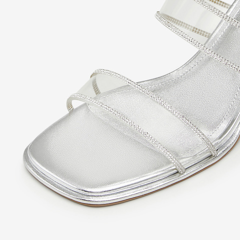 Tata/他她2024夏商场同款简约百搭女粗跟一字拖鞋新款XEK01BT4