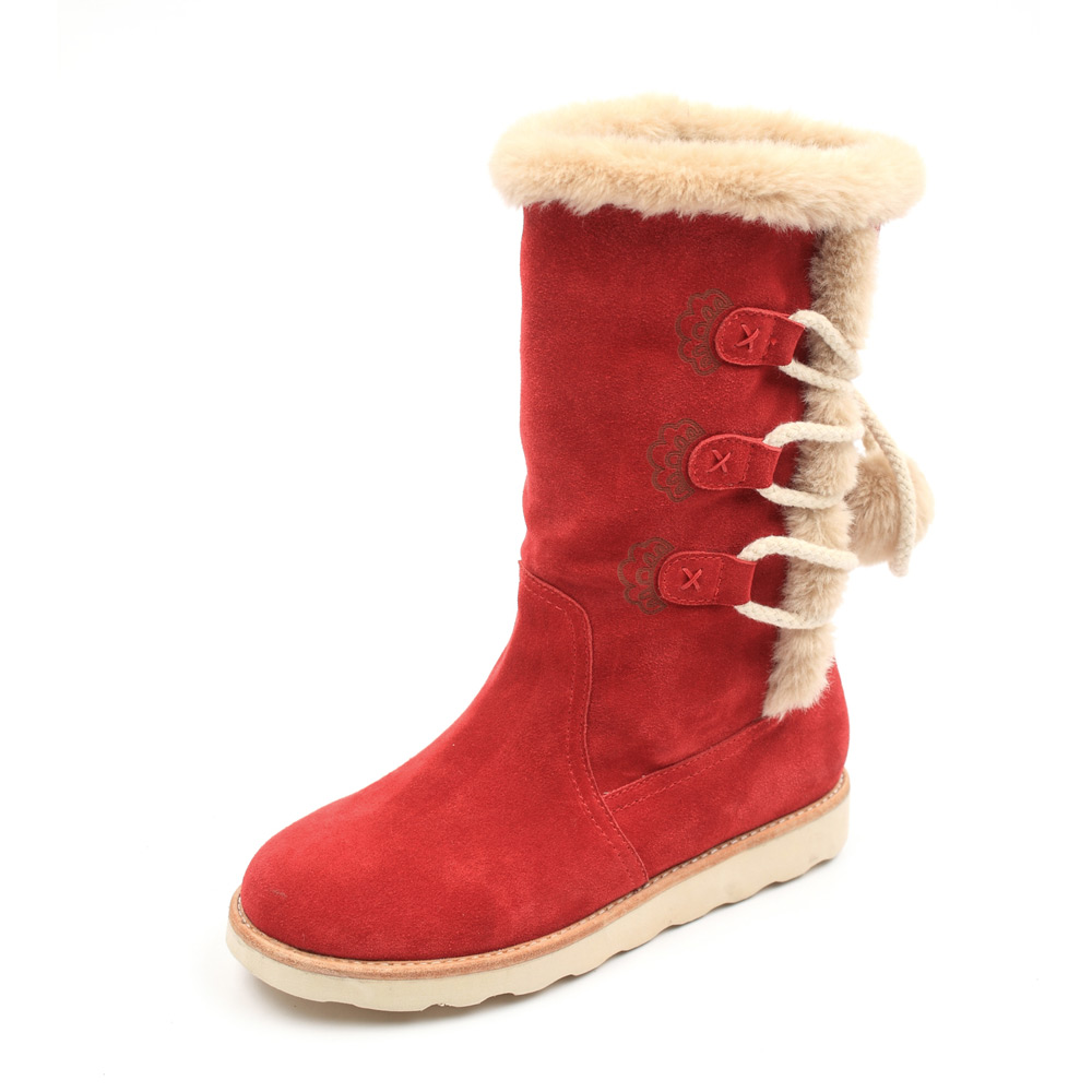 teenmix/天美意冬季红色牛二层女雪地靴w02-8d价格(怎么样)_易购靴子