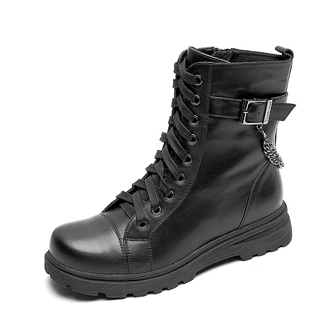 TEENMIX/天美意冬季黑色软牛皮女皮靴（马丁靴）CQK68DZ2
