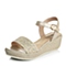 Teenmix/天美意夏季金色布纹羊皮（马安带）女凉鞋168-2BL5