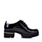 Teenmix/天美意秋季专柜同款黑色牛皮粗跟女单鞋6SR21CM5
