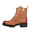 Teenmix/天美意冬季专柜同款棕色擦色牛皮女靴（皮里）6WM67DZ5