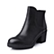 Teenmix/天美意冬季专柜同款黑色小牛皮舒适高跟女靴（绒里）切尔西靴6VF4RDD4