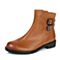 Teenmix/天美意冬季专柜同款棕色打蜡牛皮女靴（皮里）6A541DD5