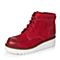 Teenmix/天美意冬季专柜同款红色磨砂牛皮革女皮靴6C240DD5