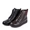Teenmix/天美意专柜同款黑色小牛皮革女皮靴（毛里）女靴6US43DD5