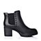 Teenmix/天美意冬季专柜同款黑色小牛皮女短靴（绒里）6D540DD5
