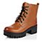 Teenmix/天美意冬季专柜同款棕色牛皮革女皮靴6E542DD5