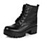 Teenmix/天美意冬季专柜同款黑色打蜡牛皮革女皮靴（绒里）6E542DD5