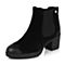 Teenmix/天美意冬季专柜同款黑色二层牛皮女靴（皮里）6VF45DD5