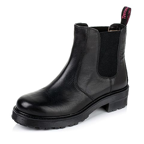 Teenmix/天美意冬季专柜同款黑色牛皮女靴6WL40DD5