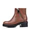 Teenmix/天美意冬季专柜同款棕色牛皮女靴（皮里）AL63HDD5