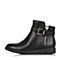 Teenmix/天美意冬季专柜同款黑色小牛皮革女皮靴（绒里）6US42DD5