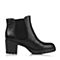Teenmix/天美意冬季专柜同款黑色小牛皮女靴（绒里）6VF45DD5