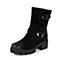 Teenmix/天美意冬季专柜同款黑色二层牛皮女靴6D160DZ5