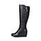 Teenmix/天美意冬季专柜同款黑色小牛皮女靴(皮里北)6E280DG5