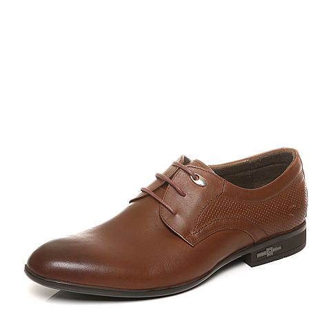 Teenmix/天美意夏季专柜同款棕色牛皮商务系带鞋男单鞋1PN01BM5