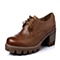 Teenmix/天美意专柜同款棕色擦色牛皮时尚复古女单鞋6E820AM6