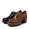 Teenmix/天美意专柜同款棕色擦色牛皮时尚复古女单鞋6E820AM6