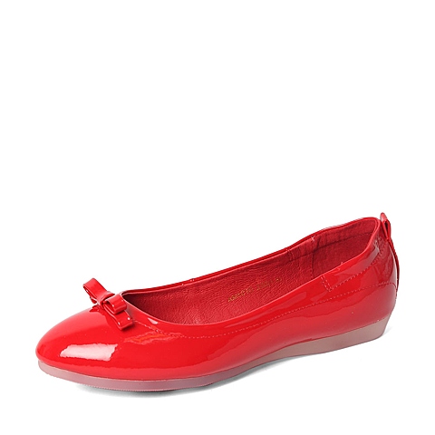 Teenmix/天美意春季专柜同款红色超纤浅口女单鞋AM401AQ6