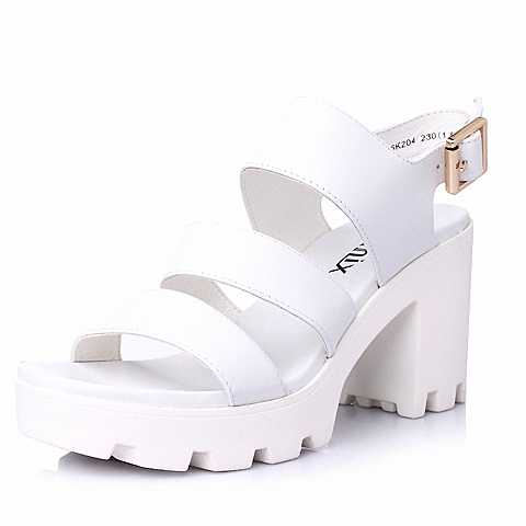 Teenmix/天美意夏季专柜同款白-牛皮革女皮凉鞋6K204BL6