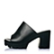 Teenmix/天美意夏专柜同款黑色牛皮时尚简约英伦慵懒风穆勒鞋女鞋6K201BT6