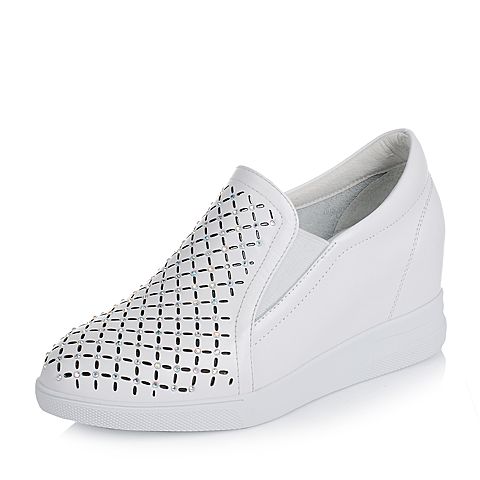 Teenmix/天美意春专柜同款白色牛皮女单鞋AM27DAM6
