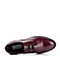 Teenmix/天美意秋季专柜同款酒红色光面小牛皮革女皮鞋6WW25CM6