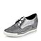 Teenmix/天美意秋季专柜同款银灰色羊皮/纺织品女单鞋6M125CM6