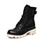 Teenmix/天美意冬季专柜同款黑色牛皮女中靴6Q861DZ6